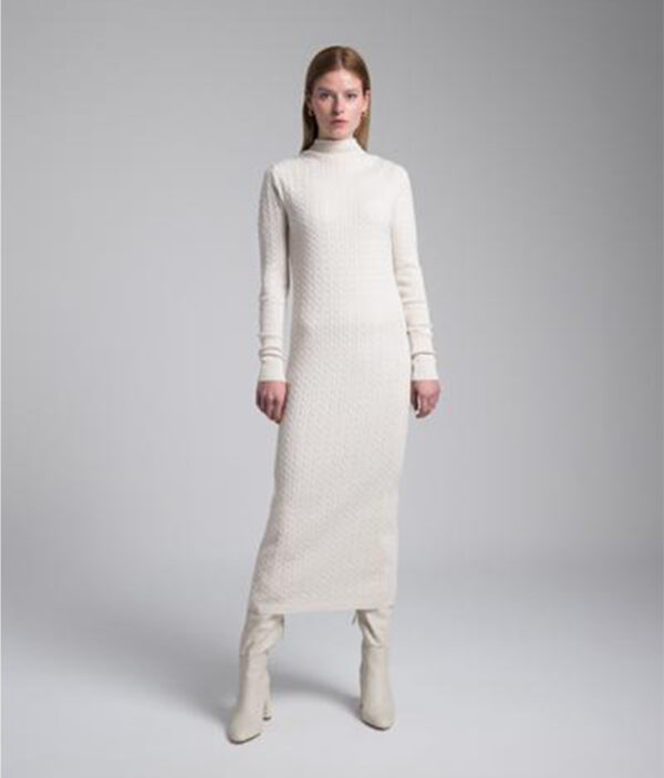 knitted dress white